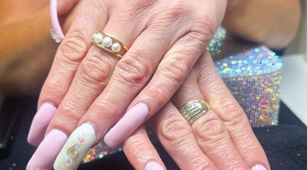 Elegant nail art at Soft Bloom Studio, Springfield Lakes, Queensland, AU with pearl ring detail.