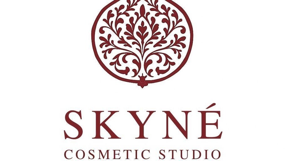 Logotip SKYNÉ Cosmetic Studio na belem ozadju, Ljubljana, Ljubljana, SI.