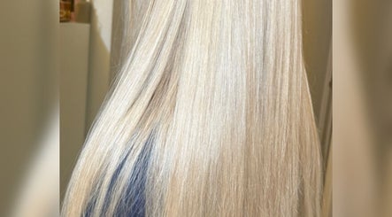 Close-up of silky blonde hair styled at The Glow Lab, Corringham, England, GB.