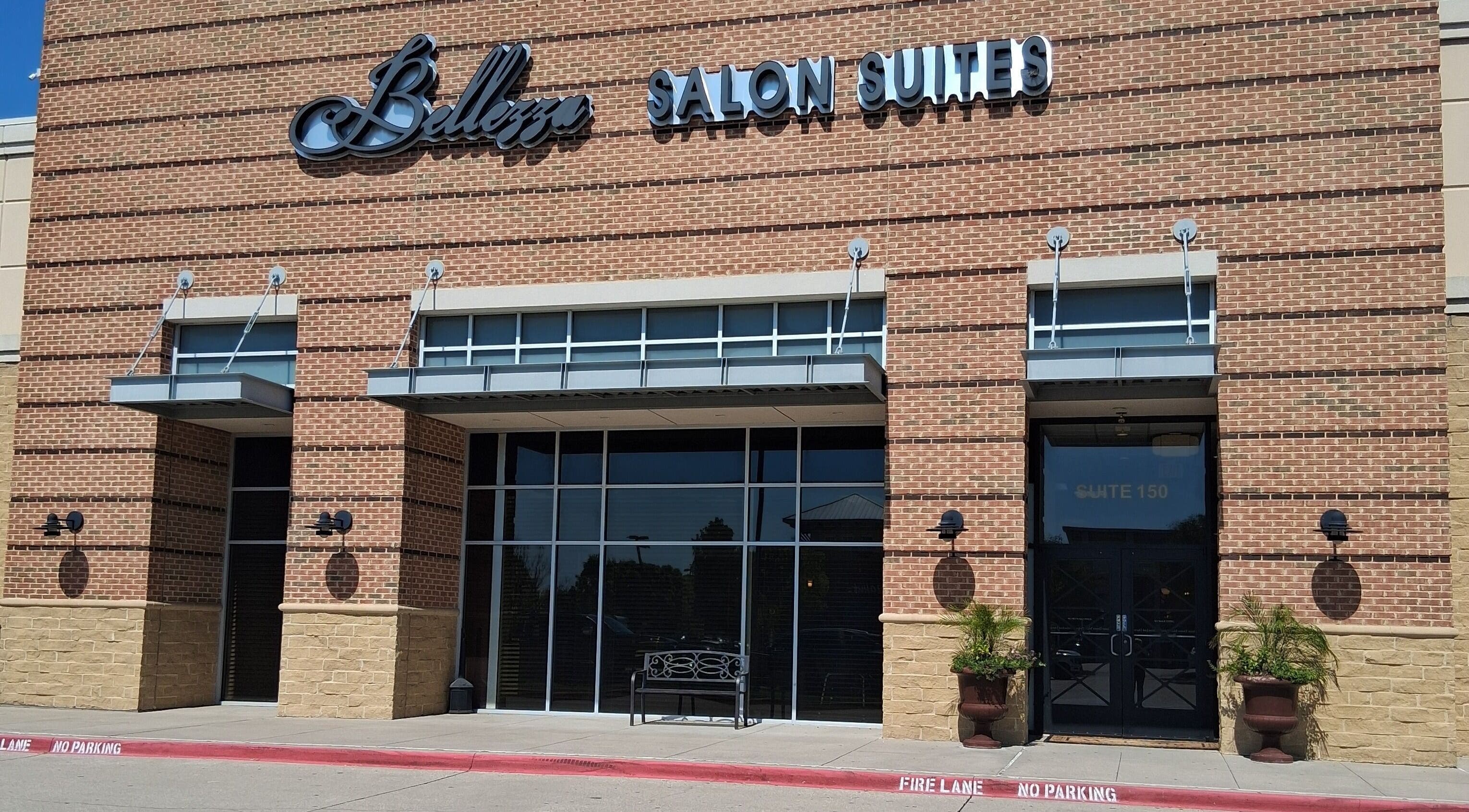 Exterior of Bellezza Salon Suites, home to Hair By Arensman, Plano, Texas, US.