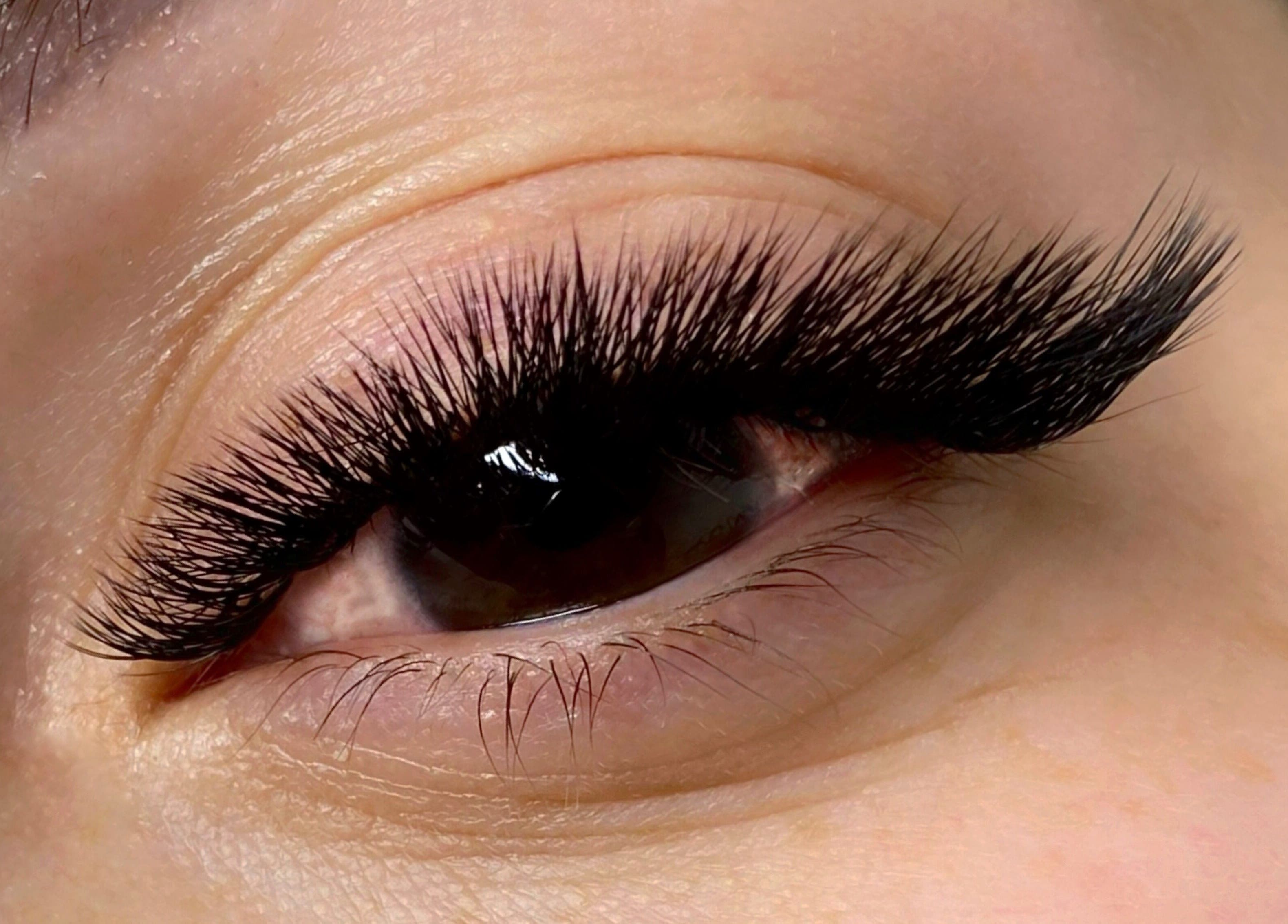 Close-up of lush eyelash extensions at Kristy Beauty Studio, Writtle, England, GB.