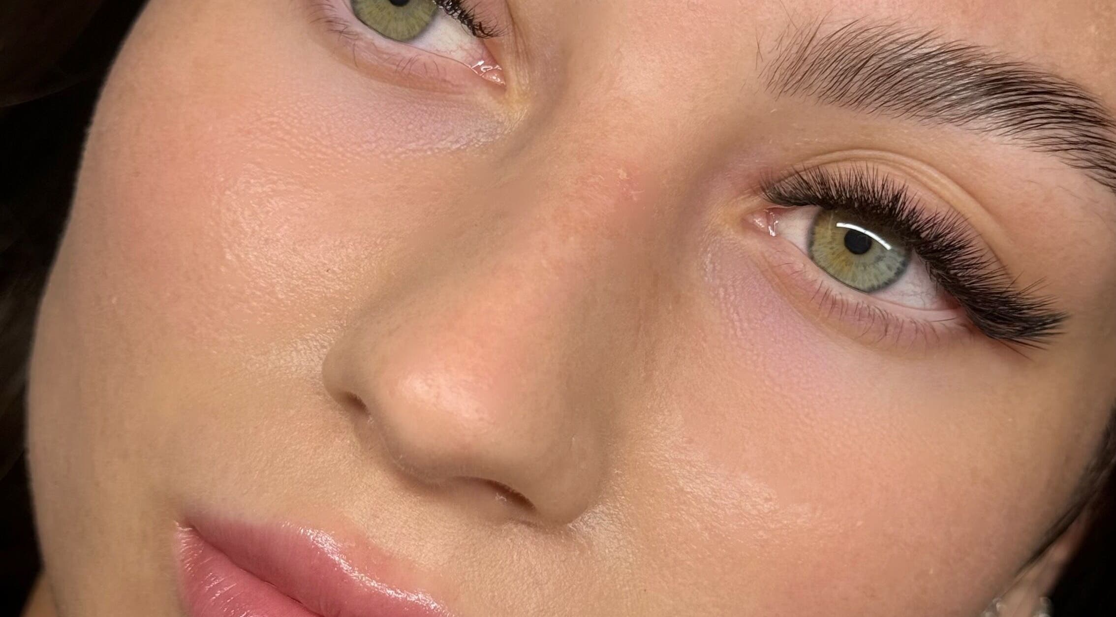 Close-up of expertly styled eyelashes at Kristy Beauty Studio, Writtle, England, GB showcasing precision and beauty.