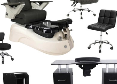 Spa equipment at Lilys, Peru, Indiana, US, featuring pedicure chair and salon seats.