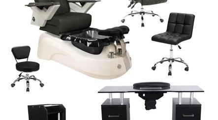 Spa equipment at Lilys, Peru, Indiana, US, featuring pedicure chair and salon seats.