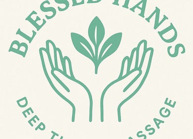 Blessed Hands Deep Tissue Massage logo with hands and leaf design, Kelmscott, Western Australia, AU.