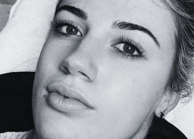Close-up of a woman with styled eyebrows at Juno Studio, Christchurch, Canterbury Region, NZ.