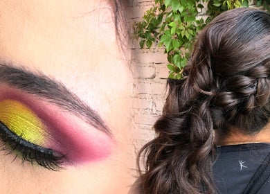 Vibrant makeup and braid style at Monate Center spa, San Pedro Tlaquepaque, Jalisco, MX.