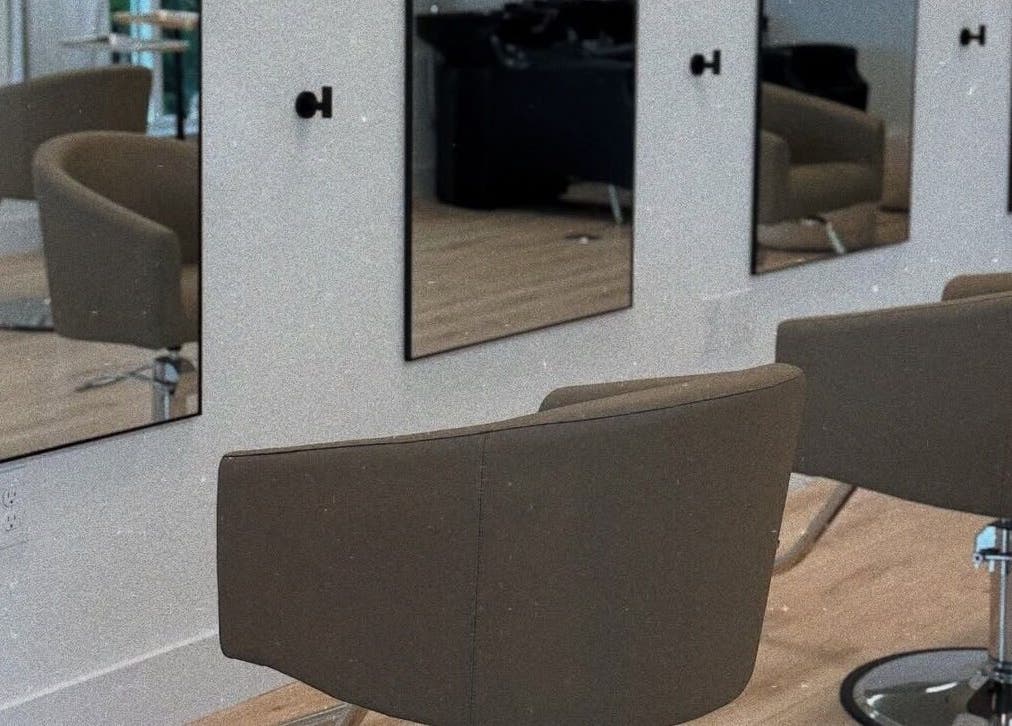 Modern salon chairs and mirrors at Blondes by Lily in Englewood, Florida, US, offer a stylish beauty experience.