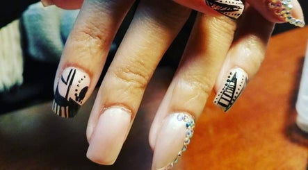 Intricate nail art at Polished Abstract Nails, Grandview, Missouri, US showcasing elegance with creative patterns.