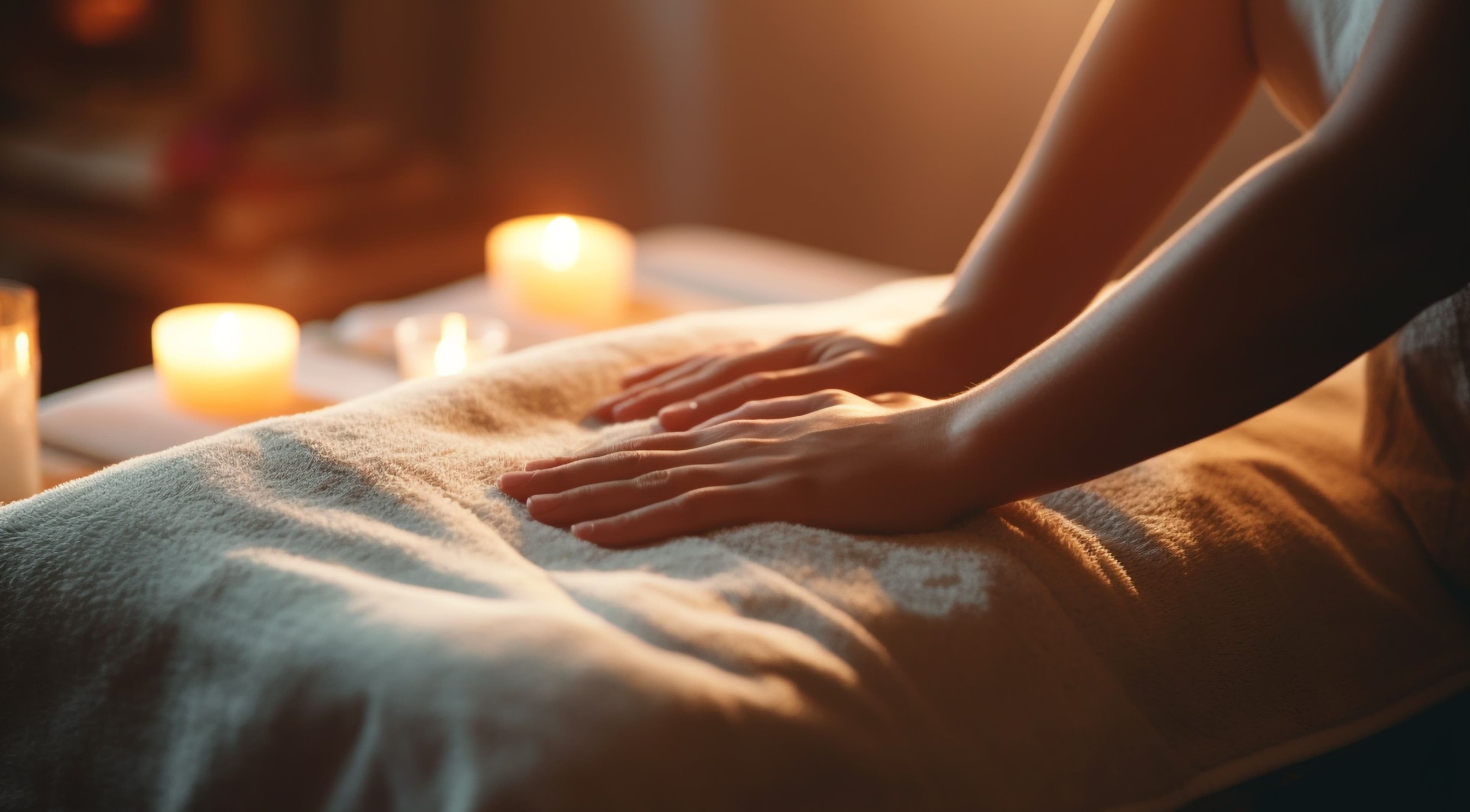 A soothing massage at Relaxation Spa Station, Cresskill, New Jersey, with gentle candlelight ambiance.