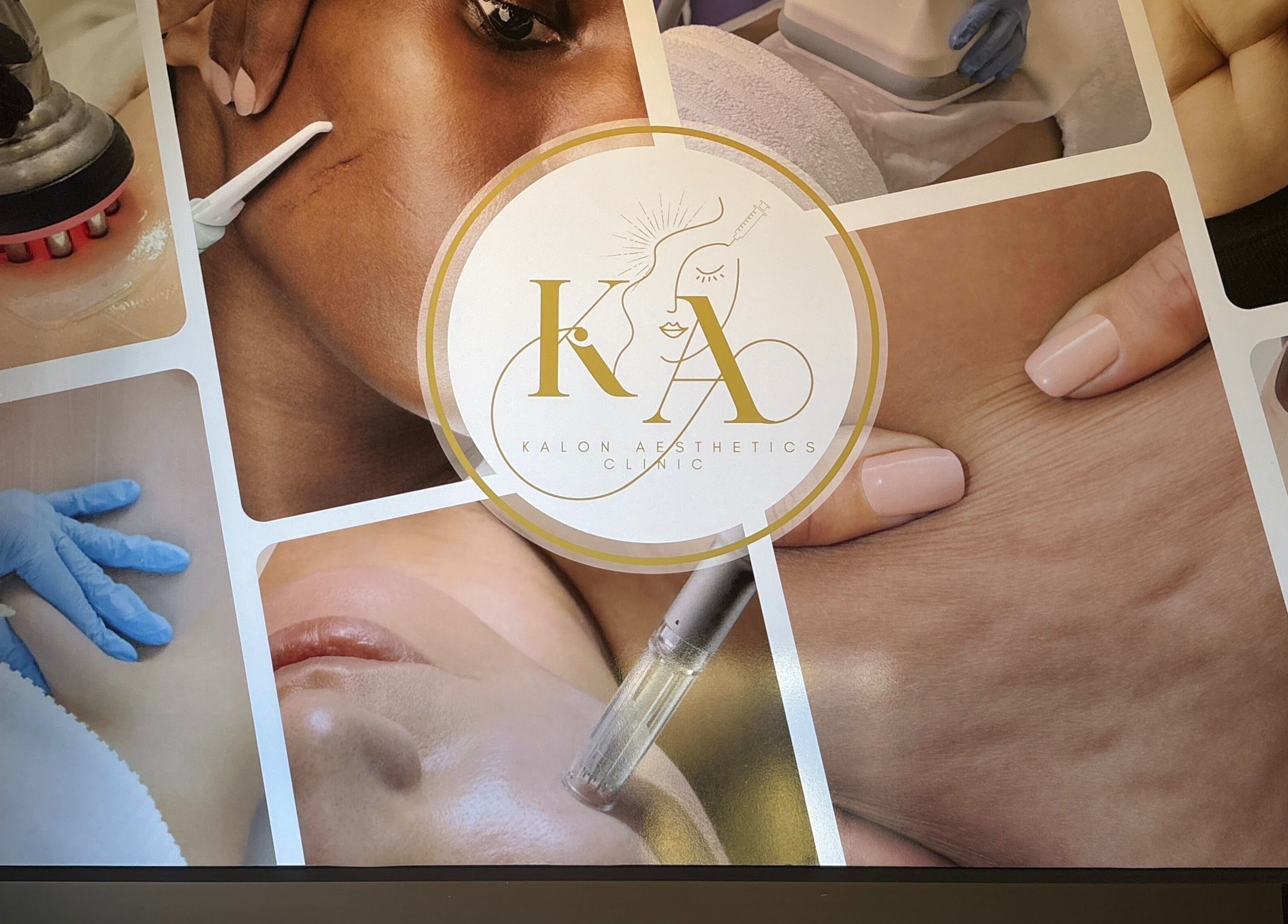 Collage of skincare treatments at Kalon Aesthetics Clinic, Midrand, Gauteng, ZA, showcasing diverse beauty services.