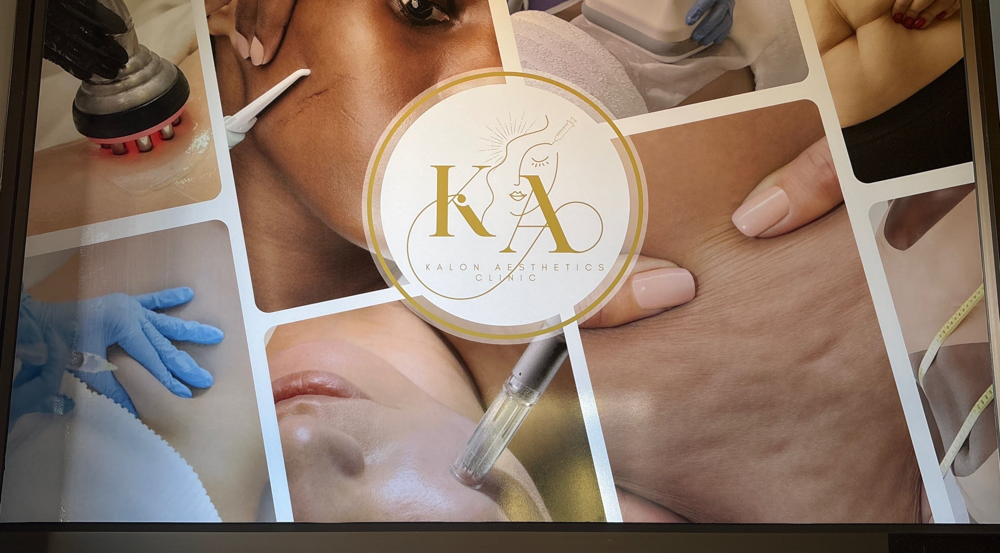 Collage of skincare treatments at Kalon Aesthetics Clinic, Midrand, Gauteng, ZA, showcasing diverse beauty services.