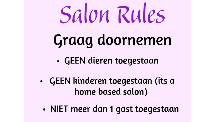 Regels bij DreamyNails.SR in Paramaribo, Paramaribo, SR, omvatten geen dieren, geen kinderen en maximaal één gast.