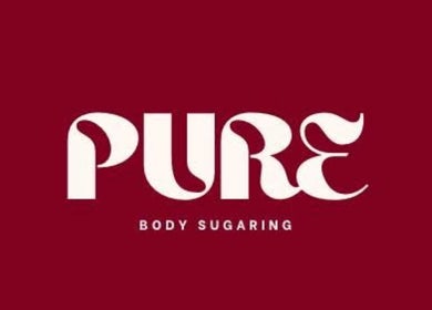 Logo of Pure Body Sugaring in elegant script, located in Willemstad, Curaçao, CW.