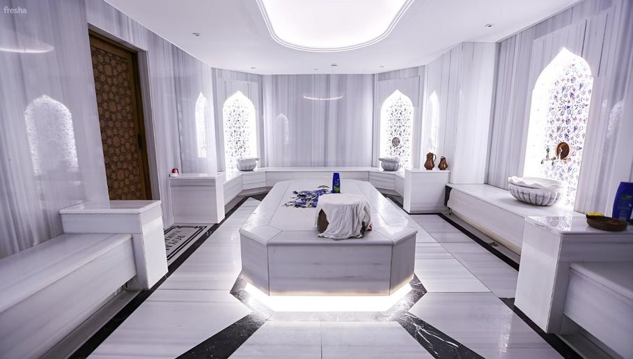 Luxurious marble interior of Let's Relax Royal Galata Spa & Turkish Bath, İstanbul, İstanbul, TR.