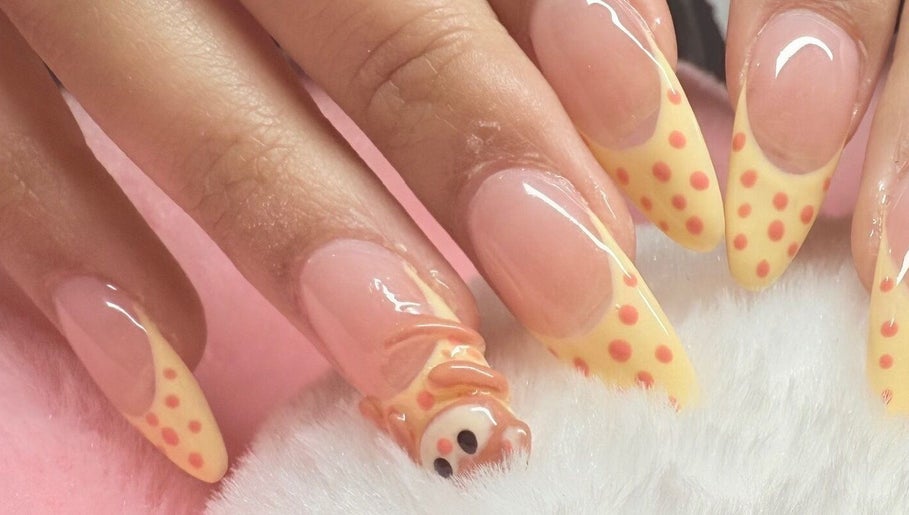 Stylish polka dot nail art by ND Nails in Melbourne, Victoria, AU. Perfect blend of creativity and beauty.