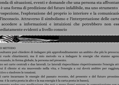 Dettaglio testo interpretazione simbolica delle carte a Vega.Moon.Talks, Cascina, Toscana, IT.