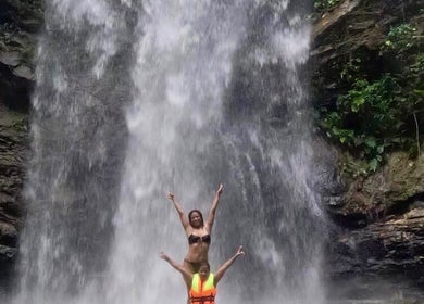 Visitors enjoying a waterfall experience at 4K Adventures and Tours in Diego Martin, Diego Martin Regional Corporation, TT.