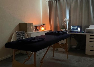 Peaceful massage room at Pain Therapy- massage, Houghton Regis, England, GB, with a cozy ambiance.