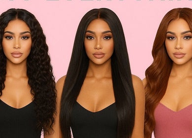 Diverse hairstyles on display at Johanna Wigs, Hamilton, Ontario, CA. Showcasing curly, straight, and wavy wigs.
