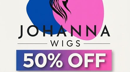 Johanna Wigs 50% off promotion with logo, Hamilton, Ontario, CA.