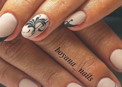 Elegant black and white nail art at Boyana Ilieva Nails & Make up, Sofia, Sofia City Province, BG.