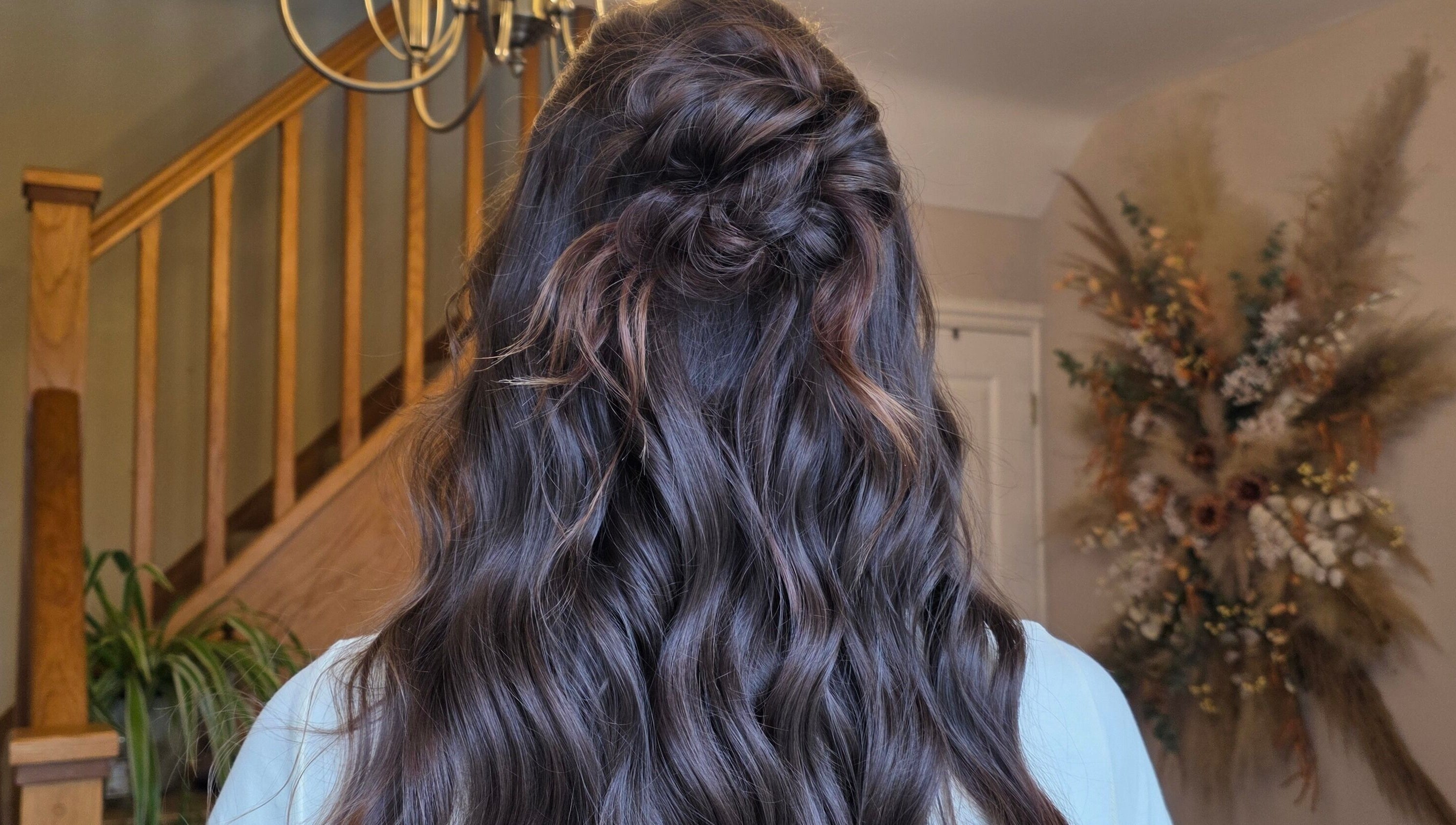 Elegant wavy hairstyle created at Moss & Mane by Jessie Gregory, Stourbridge, England, GB.