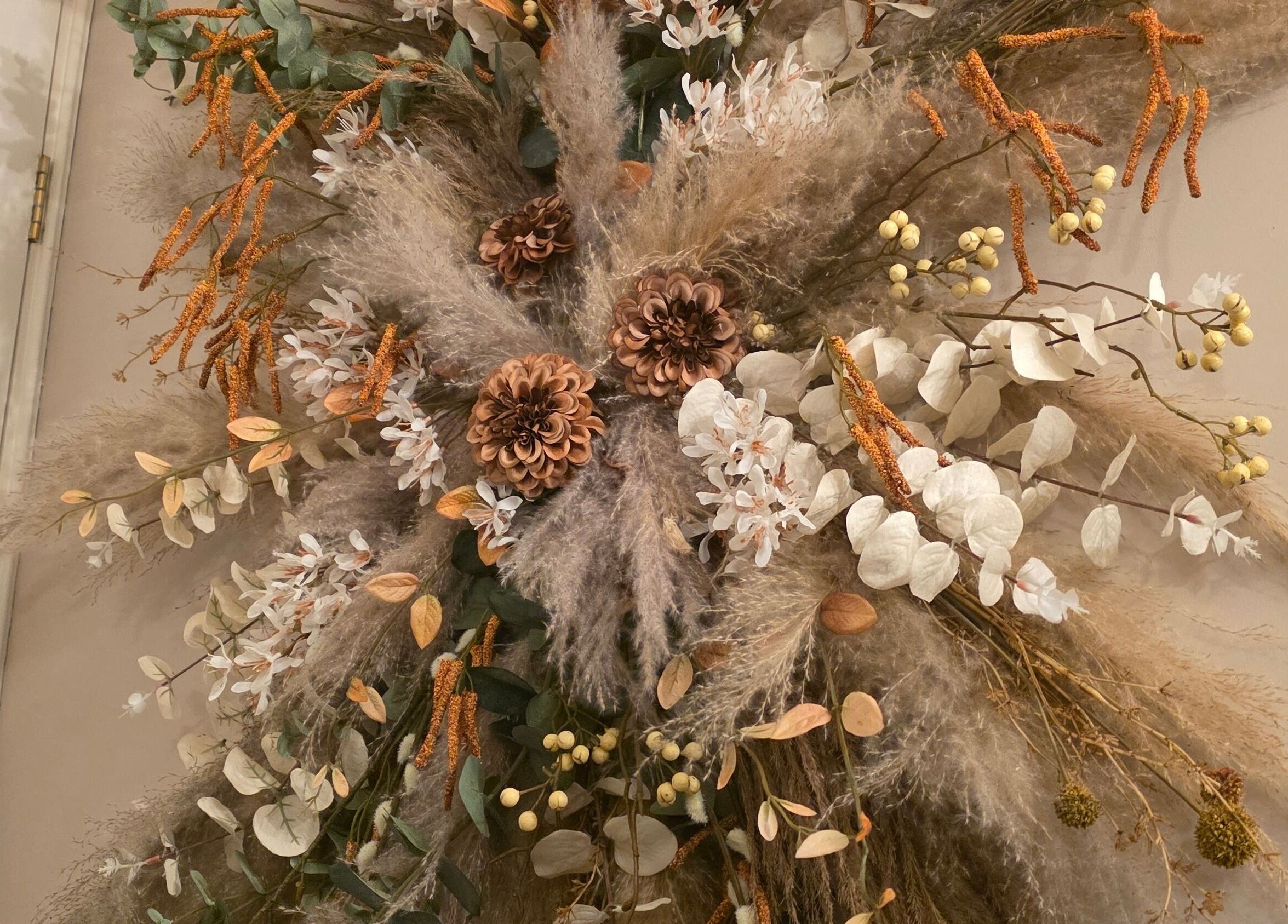 Elegant floral display at Moss & Mane by Jessie Gregory, Stourbridge, England, GB, featuring dried blooms.