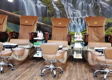 Deluxe pedicure chairs at Quality Nails Spa, Hingham, MA, offering relaxing beauty services.