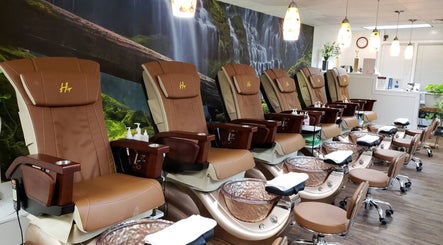 Luxurious pedicure chairs at Quality Nails Spa in Hingham, MA, US offer relaxation and style.