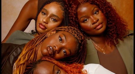 Diverse group with stylish hair at Chic luxury hair studio, Franklin Square, New York, US.