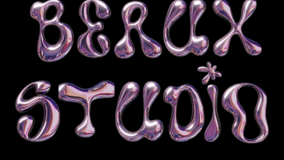Glossy, reflective text of BEAUX STUDIO in Cataño, Puerto Rico, PR on a black background.