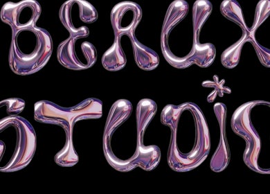 Glossy, reflective text of BEAUX STUDIO in Cataño, Puerto Rico, PR on a black background.