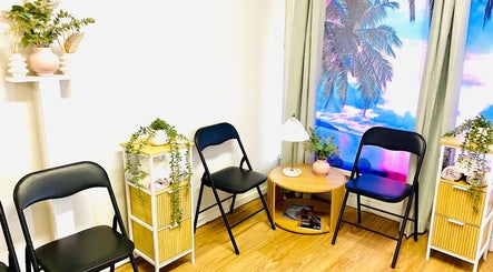 Relaxing waiting area at Oral Health & Beauty Spa, Canning Vale, Western Australia, AU with serene decor.