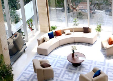 Modern lounge at HMD Beauty Center, Kuala Lumpur, Wilayah Persekutuan Kuala Lumpur, MY with chic seating and decor.