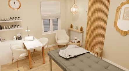 Espace accueillant chez Eden Beauty Concept, Presles, Île-de-France, avec table de soin et décoration apaisante.