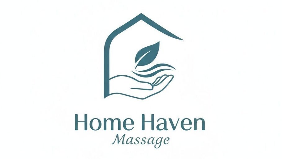 HomeHavenMassage logo featuring a hand and leaf, Morisset, New South Wales, AU.
