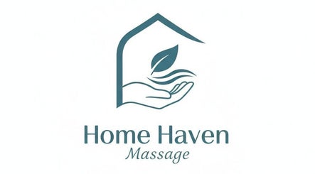 Logo of HomeHavenMassage with a leaf in hand, located in Morisset, New South Wales, AU.
