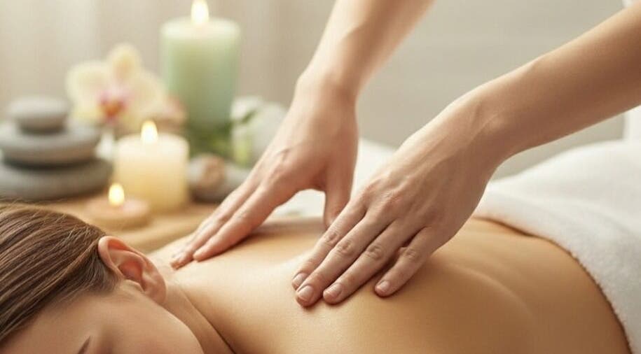 Relaxing massage at HomeHavenMassage in Morisset, New South Wales, AU with soothing candles and stones.