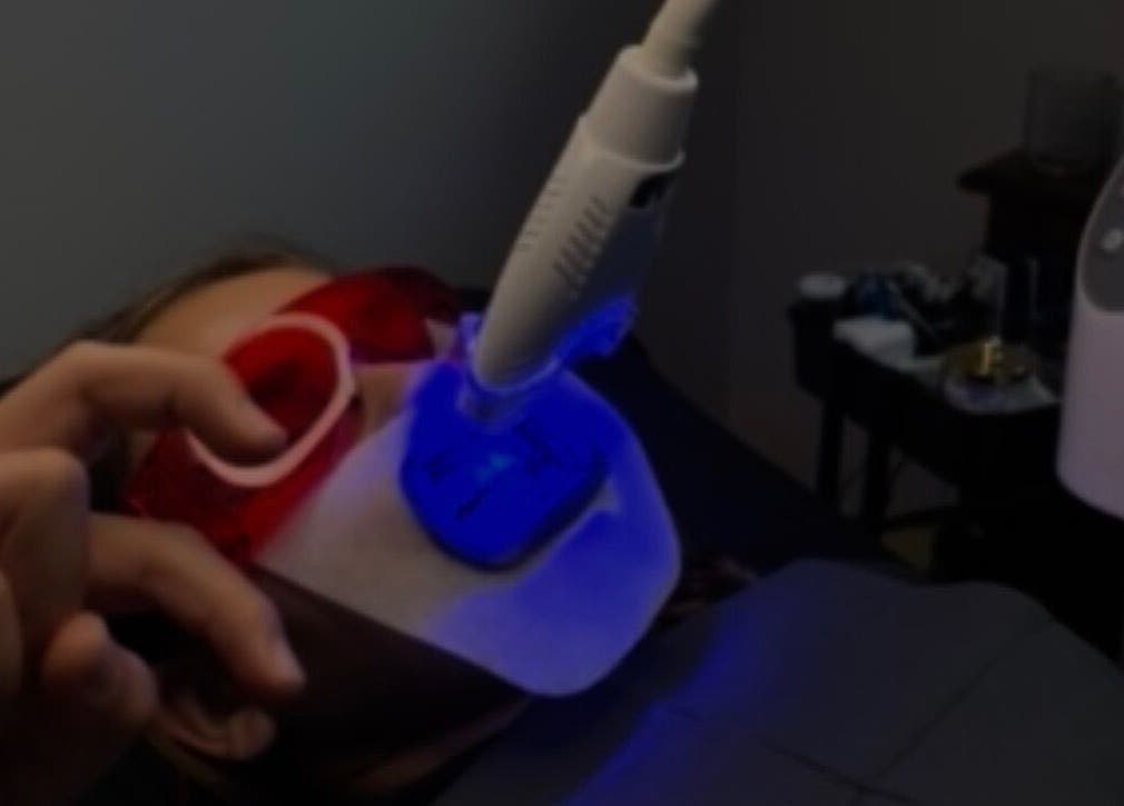 LED light therapy session at Soulbi studio, Primbee, New South Wales, AU, showcasing advanced skincare technology.