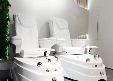 Luxury pedicure chairs at Medivine, Birmingham, England, GB, offering premium spa experiences.