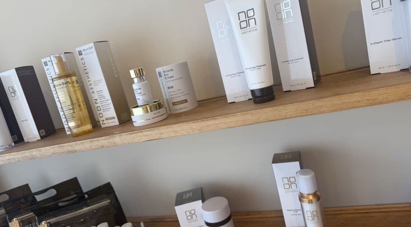 Beauty products on display at Peak Wellness Health and Medispa in Dronfield, England, GB.