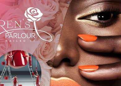 Stylish manicure and eye close-up with roses at R.E.N's Parlour, Brakpan, Gauteng, ZA.