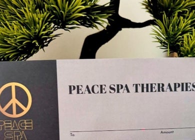 Gift card for Peace Spa Therapies with tree decor, Coleraine, Northern Ireland, GB.