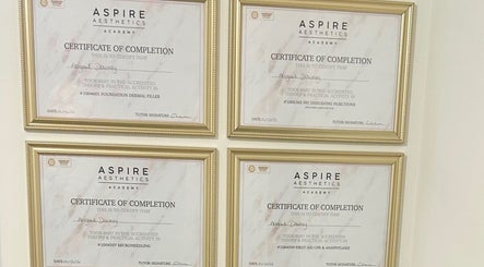 Certificates of completion displayed at Aura aesthetics by Abbie in Chilton, England, GB.