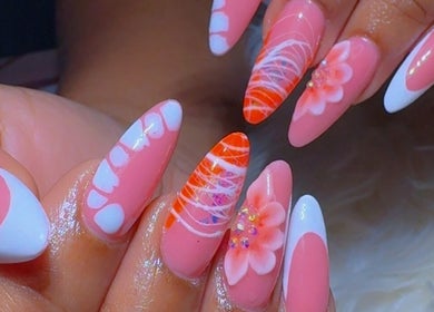 Elegant floral nail art at Buddafly Nails in Tunapuna/piarco Regional Corporation, TT.