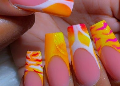 Colorful nail art at Buddafly Nails, Tunapuna/piarco Regional Corporation, TT.