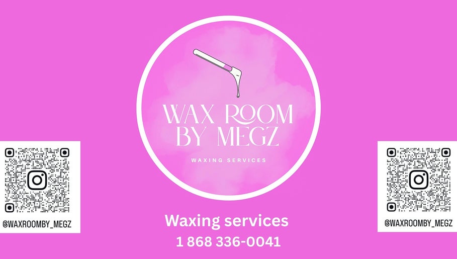 Stylish Waxroomby_megz pink logo with contact details. Located in Arima, Arima Borough Corporation, TT.
