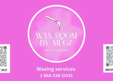 Stylish Waxroomby_megz pink logo with contact details. Located in Arima, Arima Borough Corporation, TT.