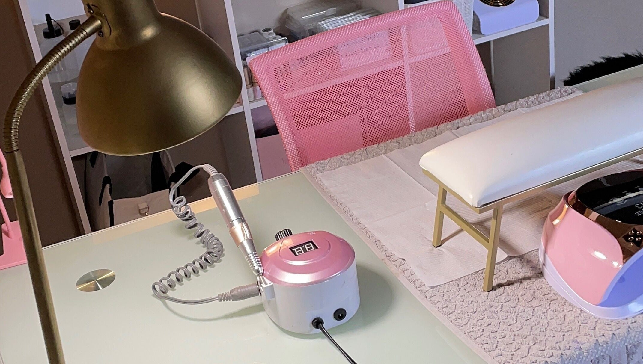 Nail care setup at Perfectly Pressed Studio, Johannesburg, Gauteng, ZA with tools on sleek desk.